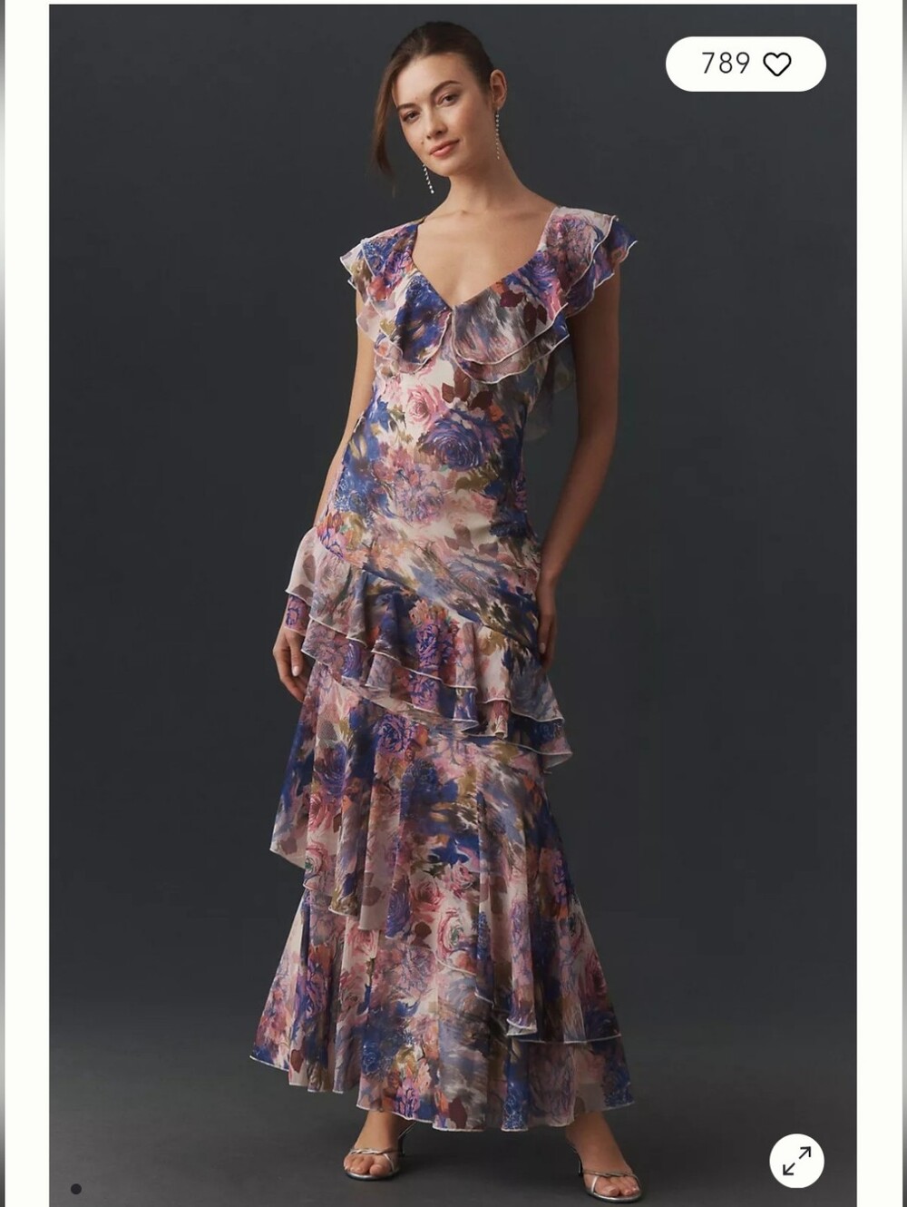 Anthropologie Gaia Asymmetric Ruffled Maxi Dress